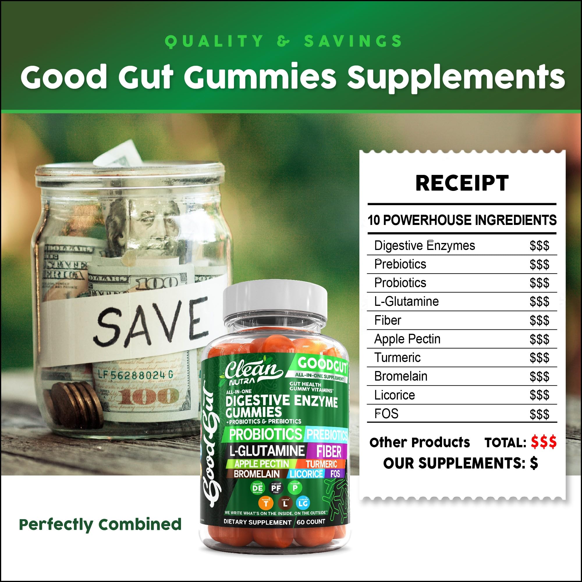 Product bottle showing ingredients list for Clean Nutraceuticals formula