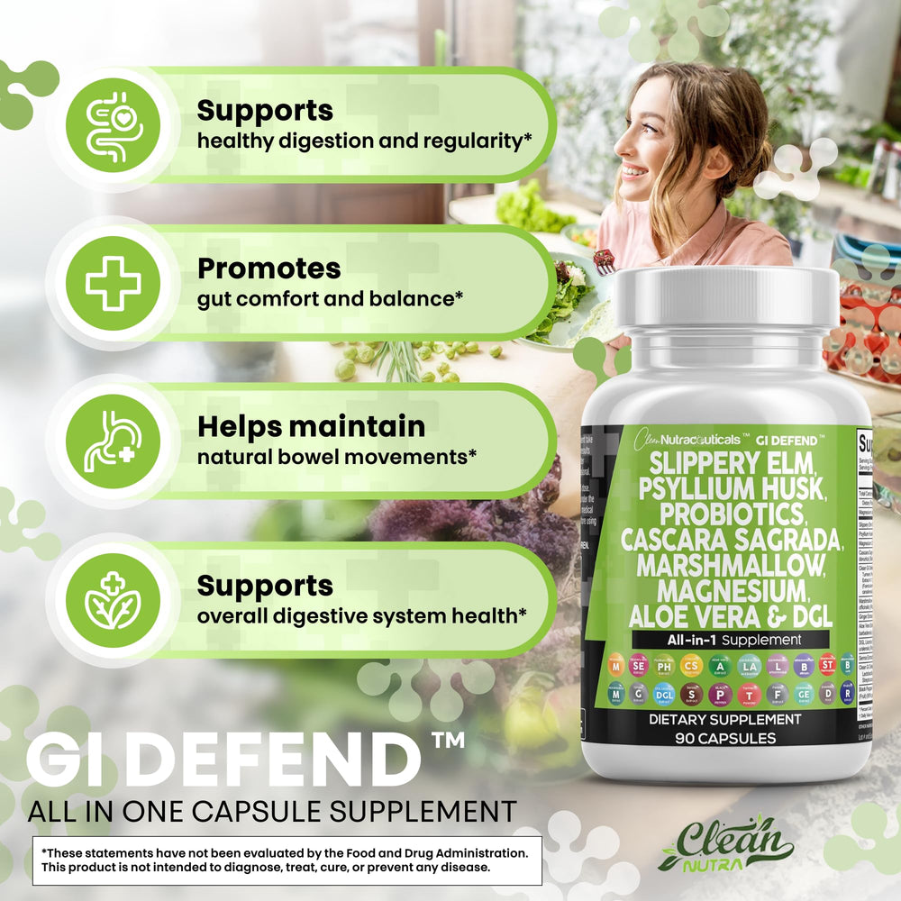 Aloe Vera extract visible on Clean Nutraceuticals GI Defend label for soothing digestion