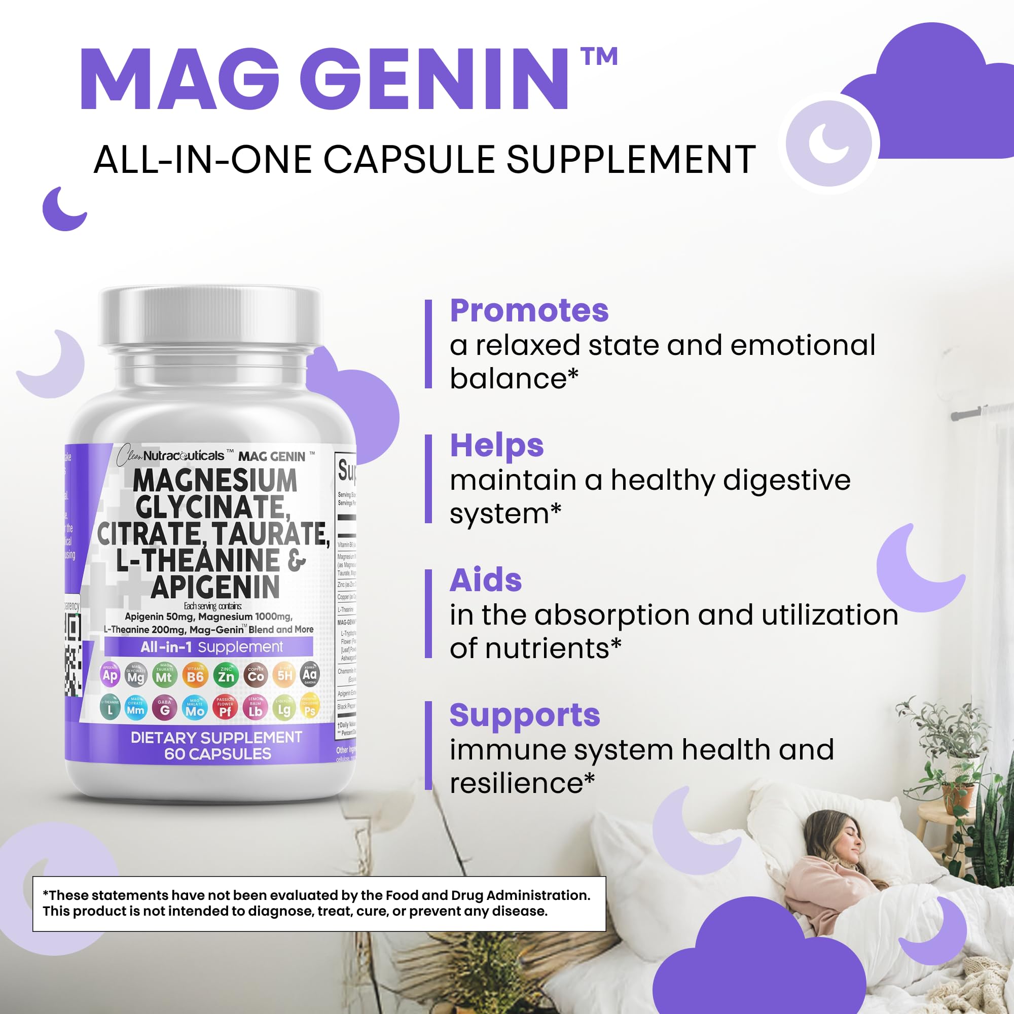 Citrate taurate capsules emphasize high-absorption magnesium in Clean Nutraceuticals' formula