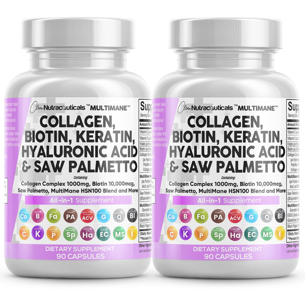 Clean Nutraceuticals collagen pills 1000mg bottle supports hair, skin, and nails appearance