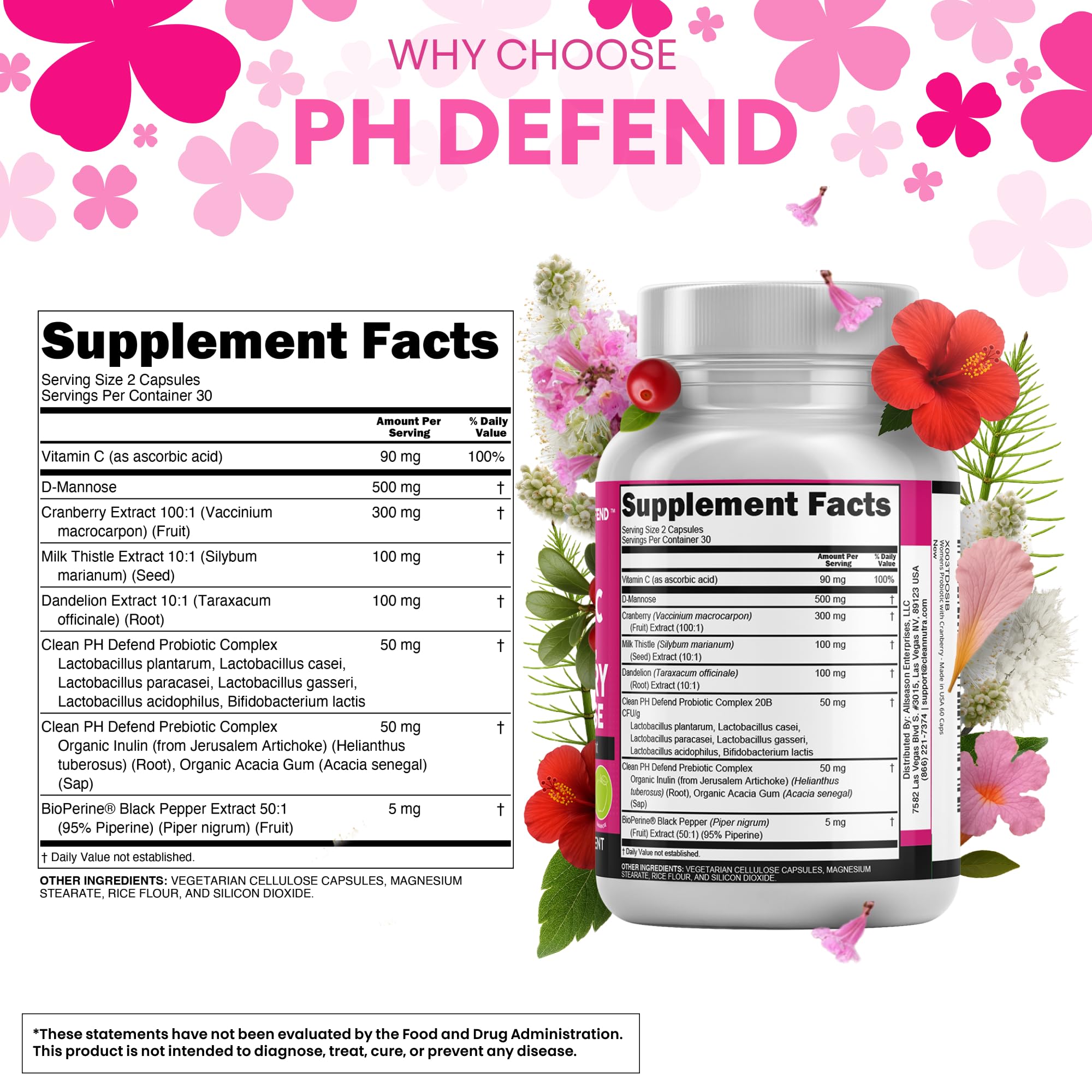 Clean Nutraceuticals cranberry extract capsules emphasize urinary health benefits.
