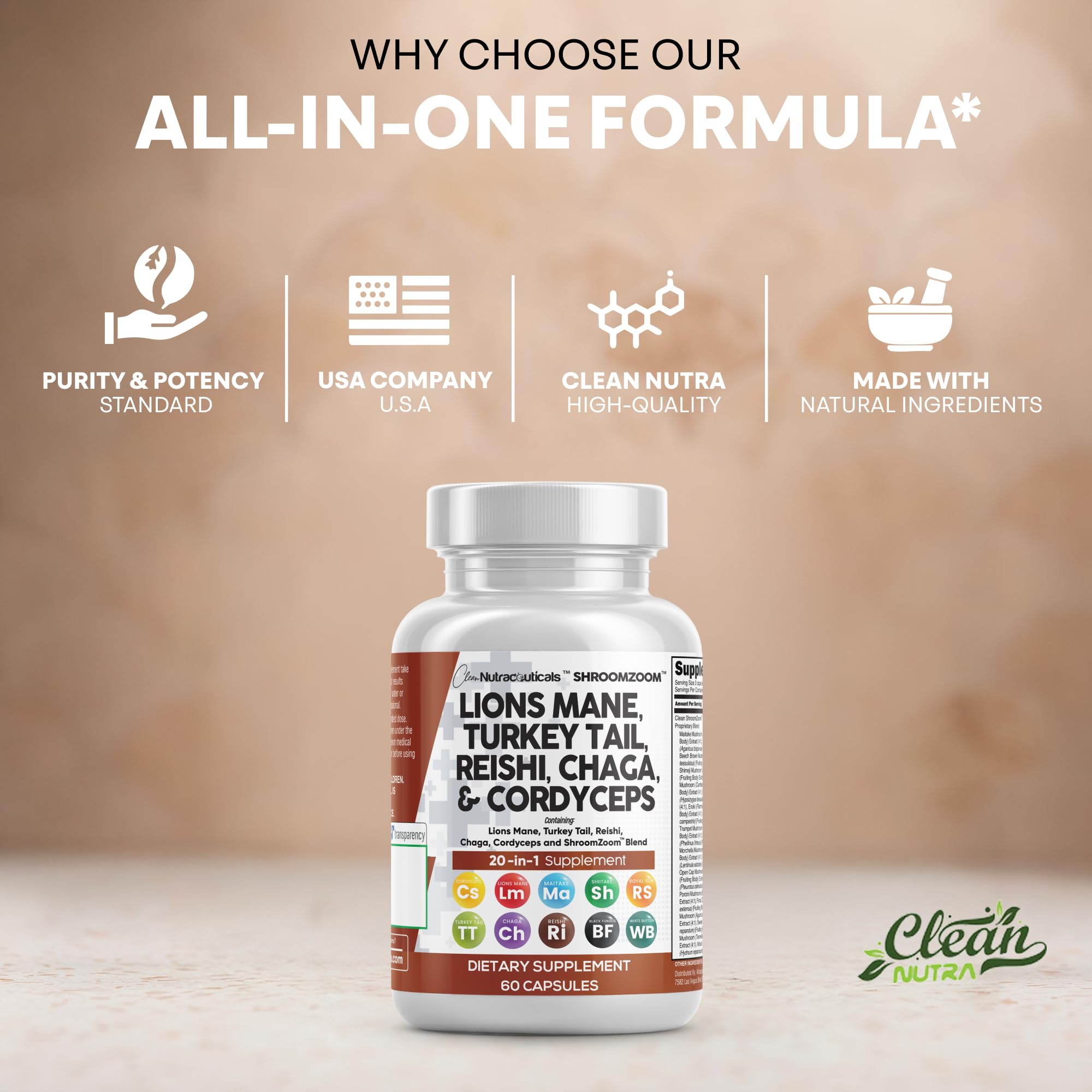 Clean Nutraceuticals daily-use setup inviting mindful mushroom use