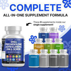 Clean Nutraceuticals DHEA 200mg bottle back view with supplement details for aging support notes.