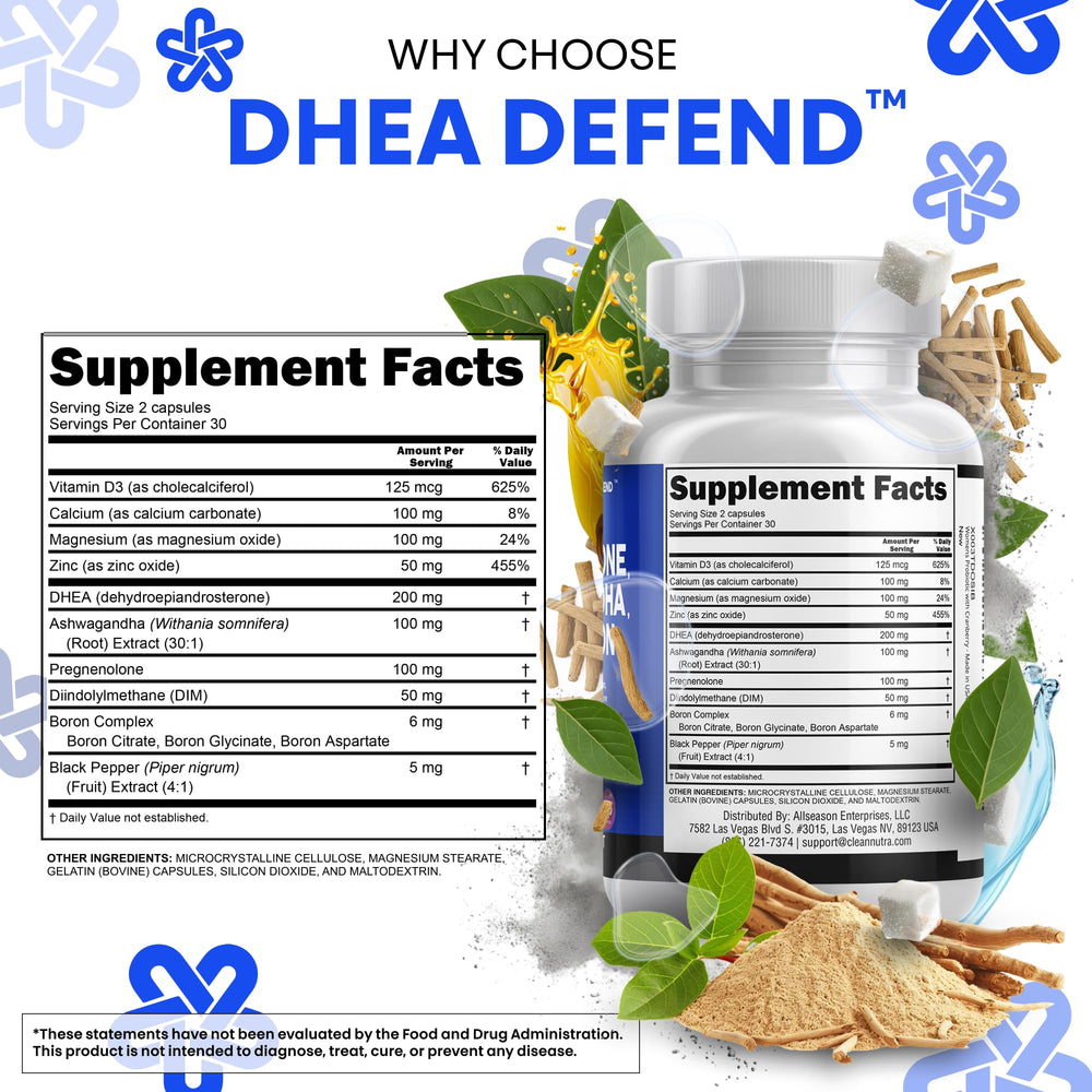Clean Nutraceuticals DIM Boron complex capsules illustrating estrogen balance potential and wellness.