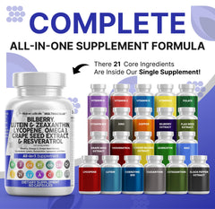 Clean Nutraceuticals Eye Vitamins bottle back lists ingredients for lutein and zeaxanthin