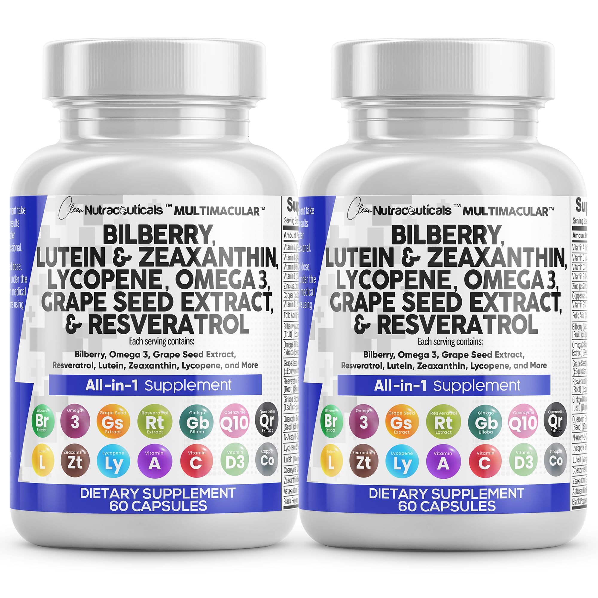 Clean Nutraceuticals Eye Vitamins bottle front promotes daily eye health support