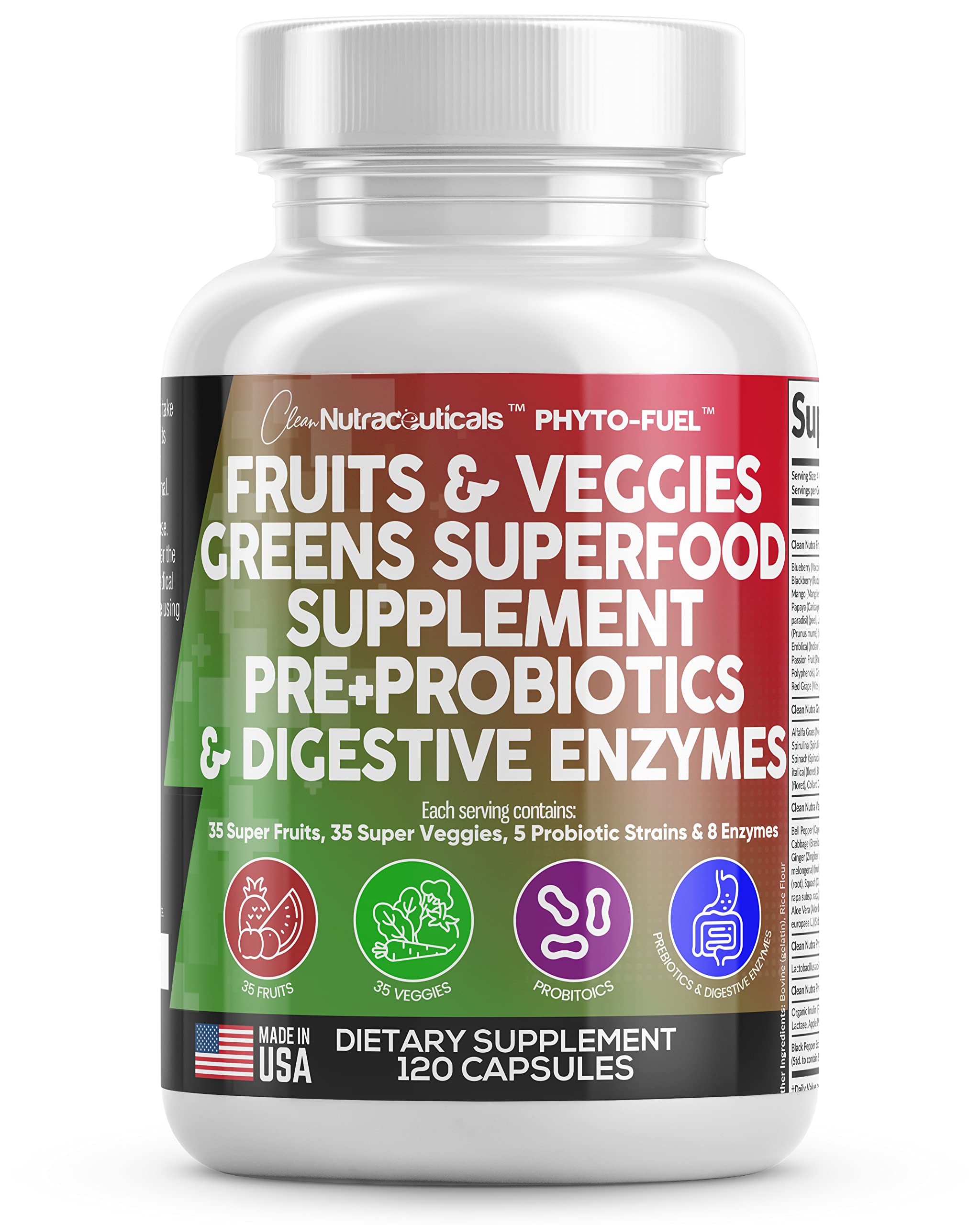 Clean Nutraceuticals Reds and Greens bottle for daily vitality and balanced nutrition