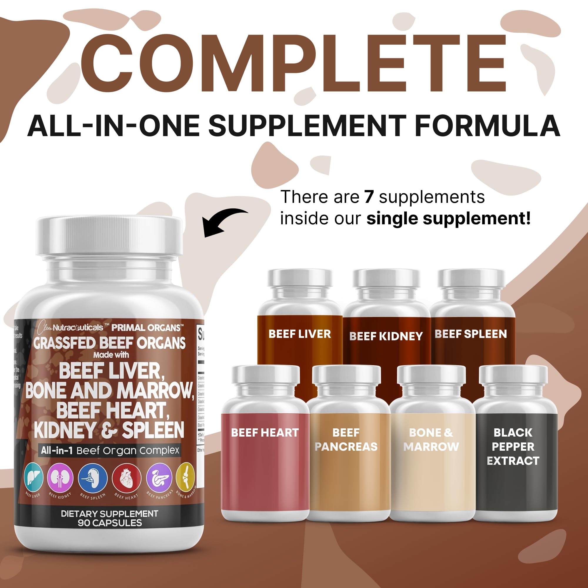 Clean Nutraceuticals grass-fed beef liver capsules heart inclusion highlighting energy-related nutrients