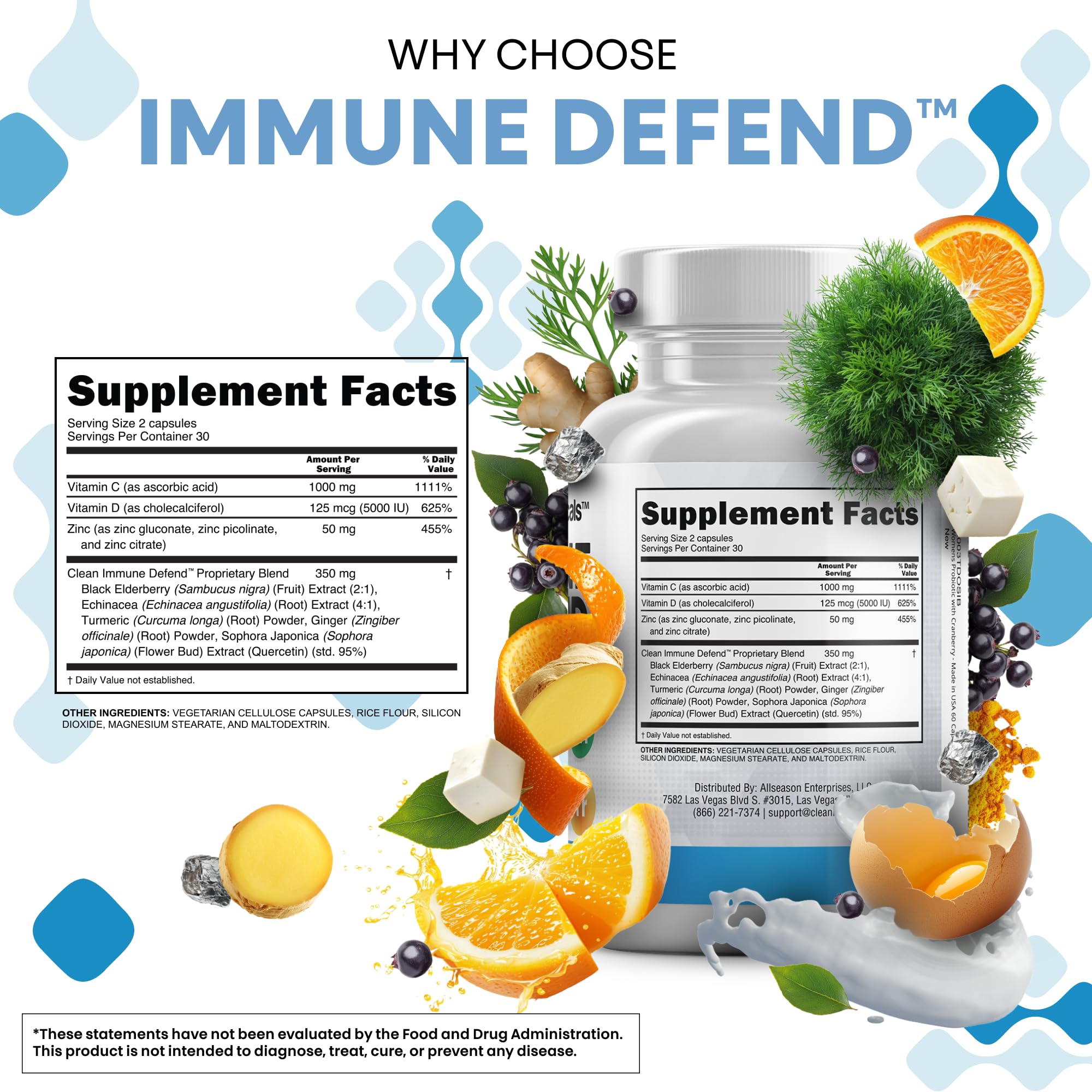 Clean Nutraceuticals Immune Defense daily routine image with water glass.