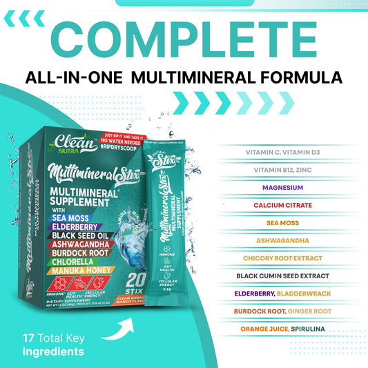Clean Nutraceuticals immune stix multi-mineral blend dissolves quickly in beverages