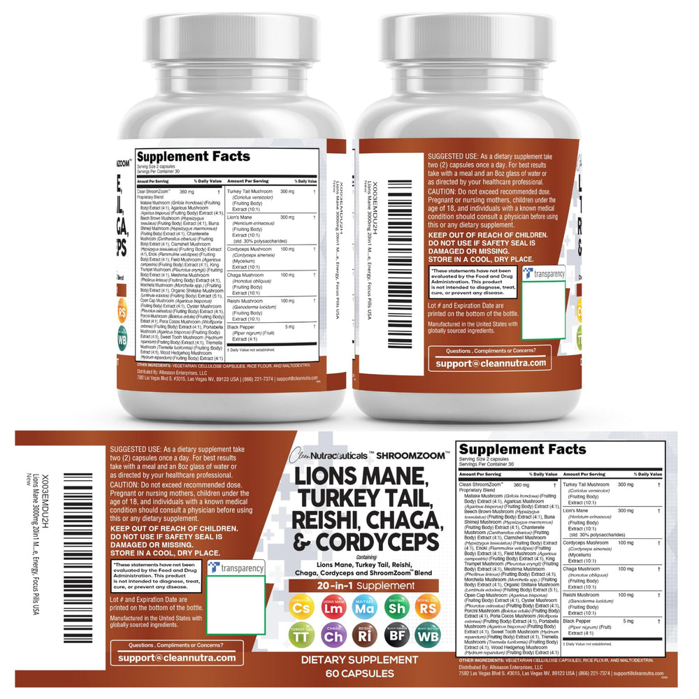Clean Nutraceuticals Lions Mane 20in1 desk-scene emphasizes home use