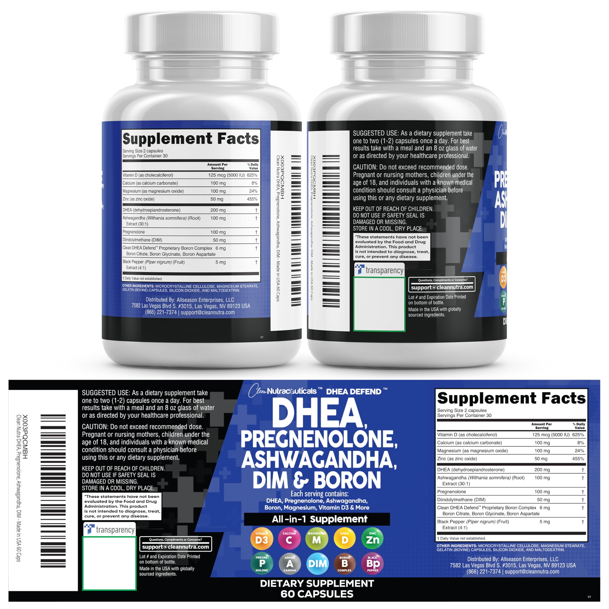 Clean Nutraceuticals Made in USA seal on bottle indicating quality and manufacturing standards.
