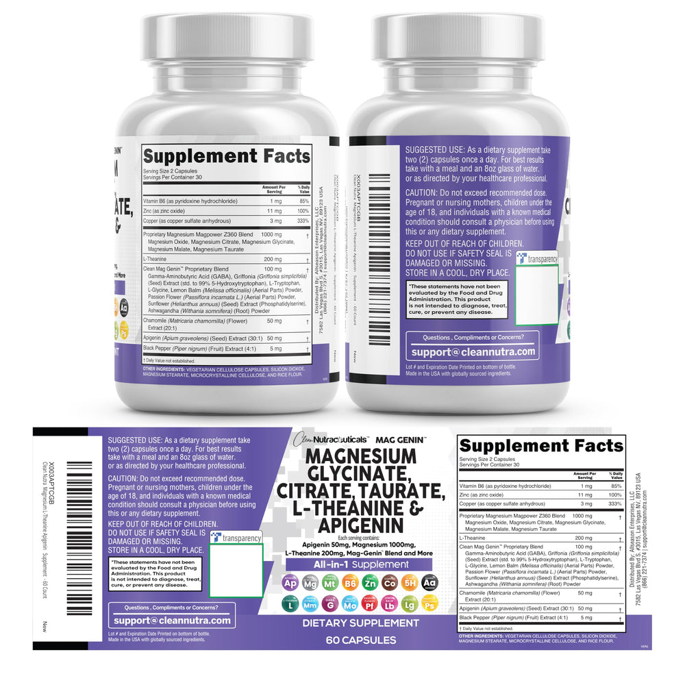 Clean Nutraceuticals Mag Genin 60-count box on shelf for convenient daily use