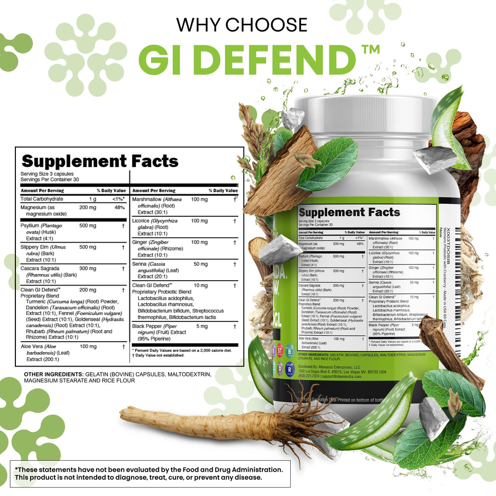 Marshmallow Root extract on Clean Nutraceuticals GI Defend bottle