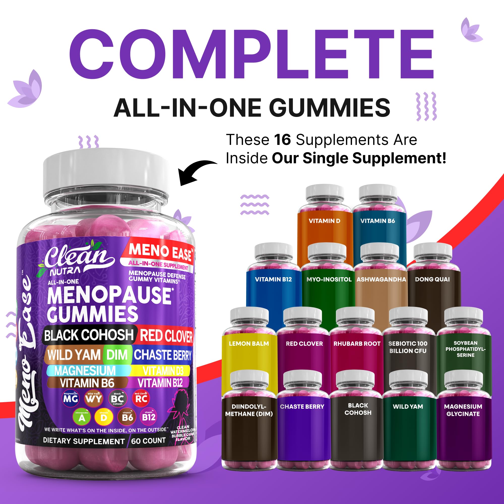 Clean Nutraceuticals menopause gummies with black cohosh for gentle mood support.