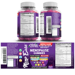 Clean Nutraceuticals menopause gummies bottle displayed.