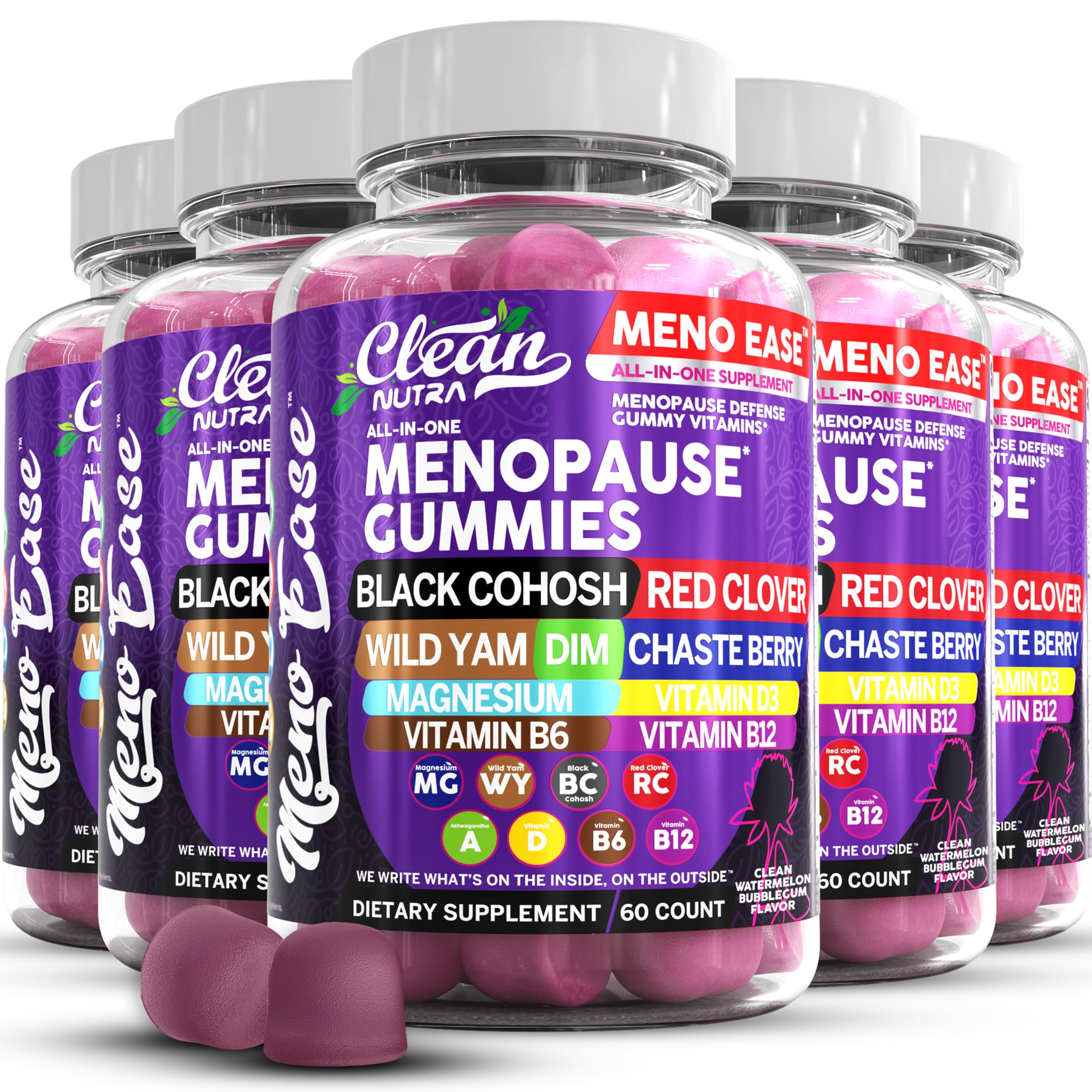 Clean Nutraceuticals Menopause Gummies with wild yam support daily comfort and balance.