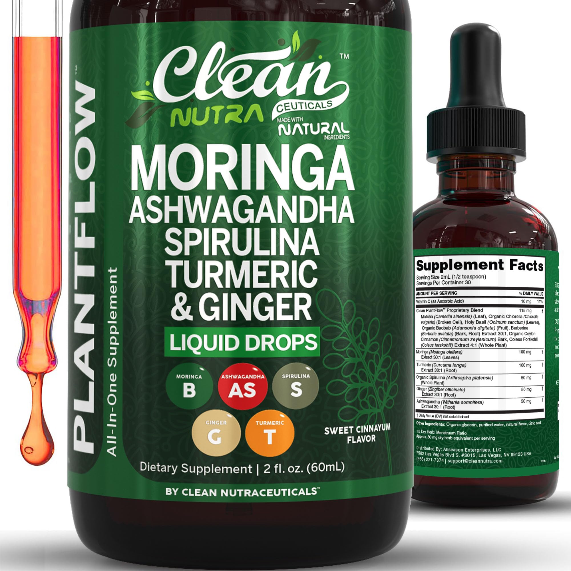 Clean Nutraceuticals moringa drops bottle ready for daily vitality use.