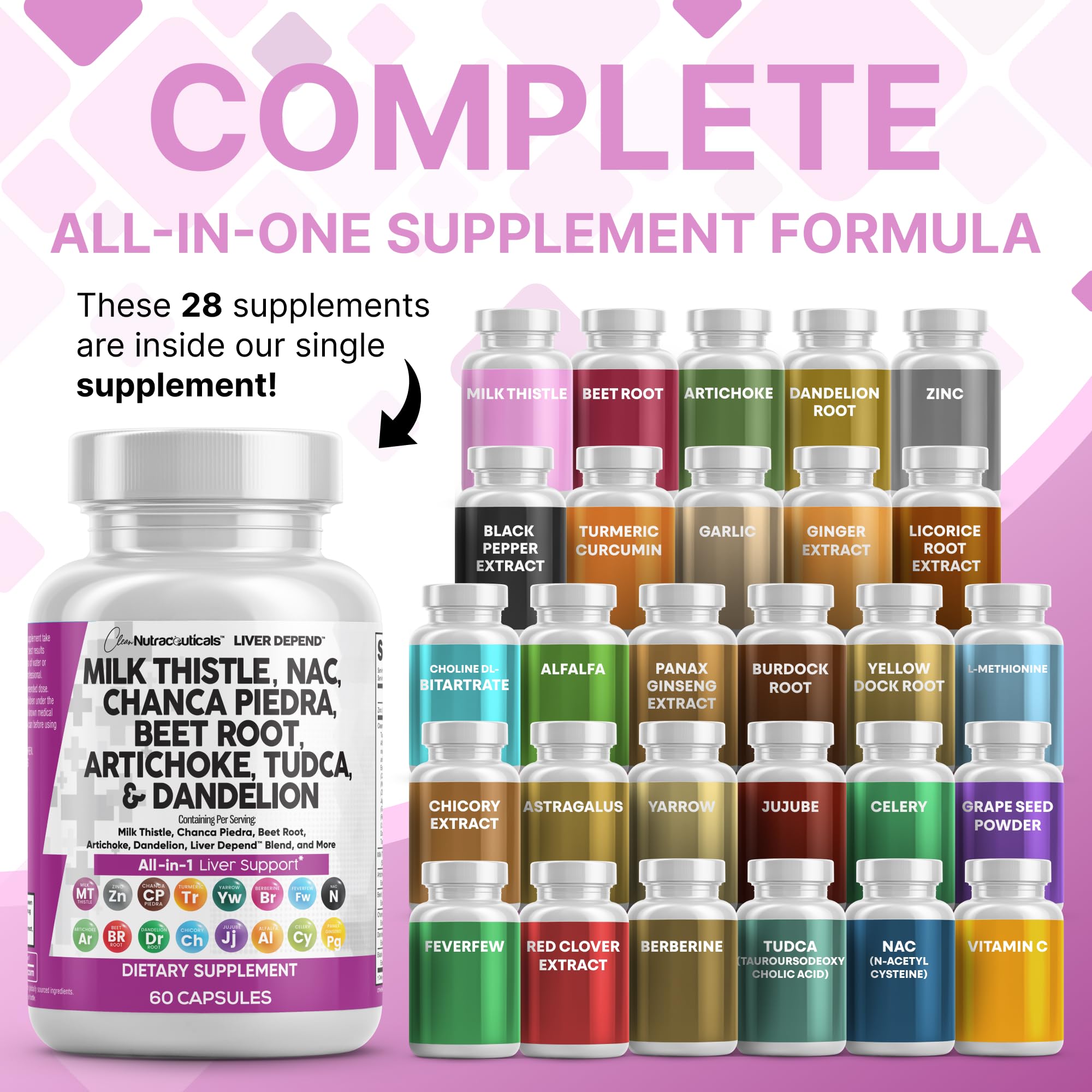 Clean Nutraceuticals NAC and chanca piedra blend container showing comprehensive formula.