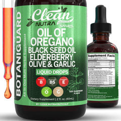 Clean Nutraceuticals Oil of Oregano Bottle – potent 8-in-1 blend for immune support