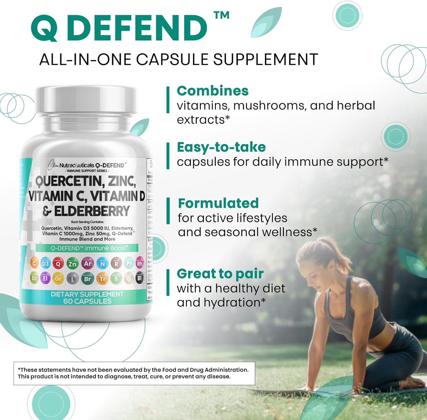 Reishi mushroom extract featured in Q Defend formulation.