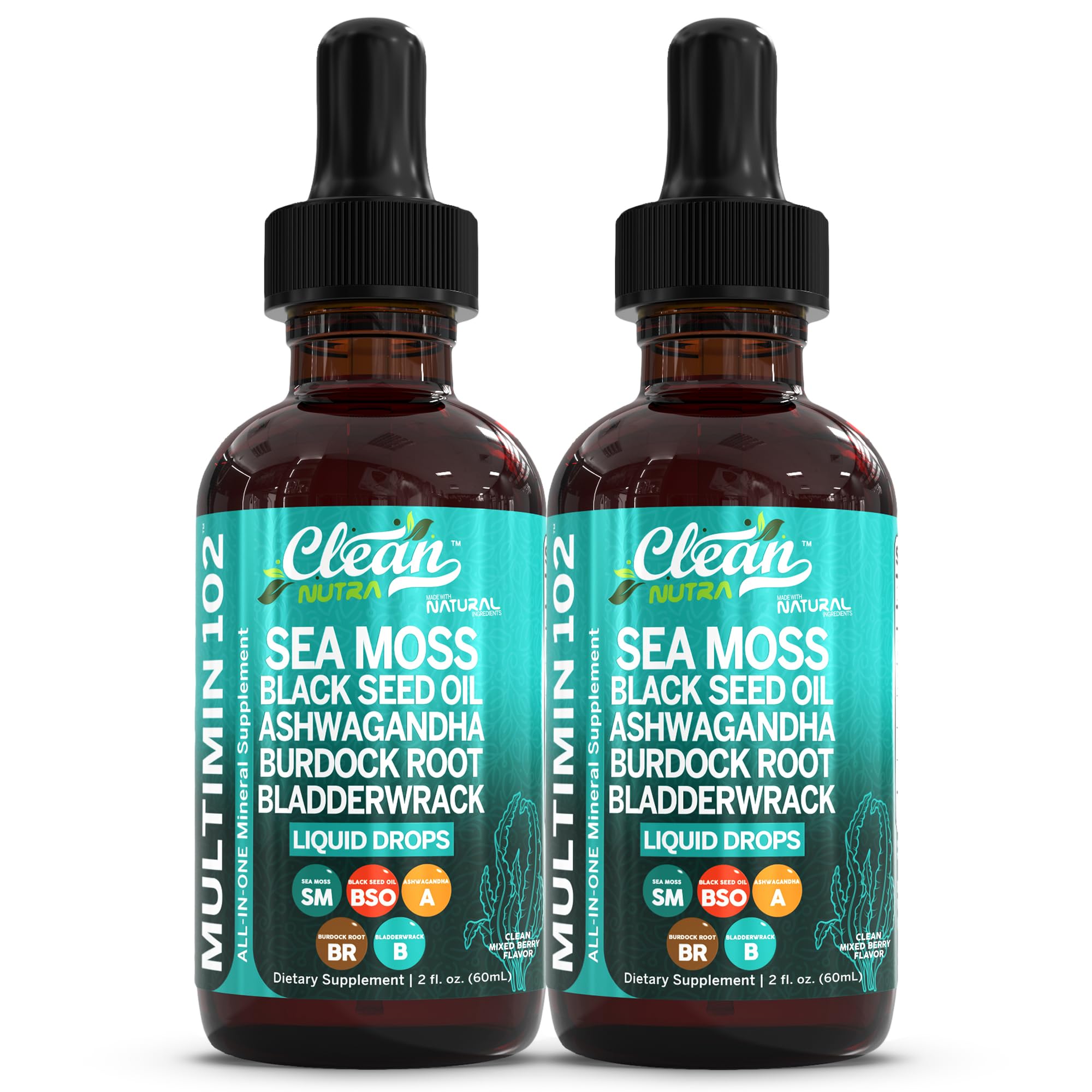 Clean Nutraceuticals Sea Moss Drops bottle for daily wellness support.