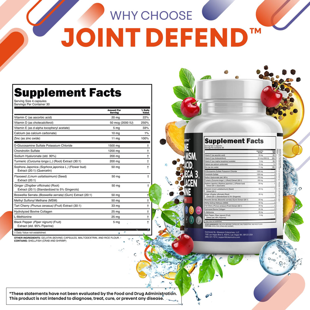Turmeric curcumin and omega-3 imagery beside Joint Defend.
