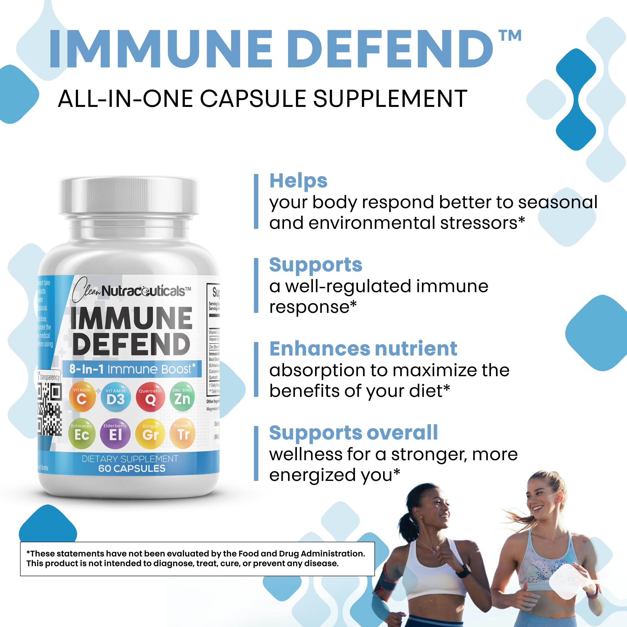 Clean Nutraceuticals Turmeric curcumin ginger blend for immune function support.