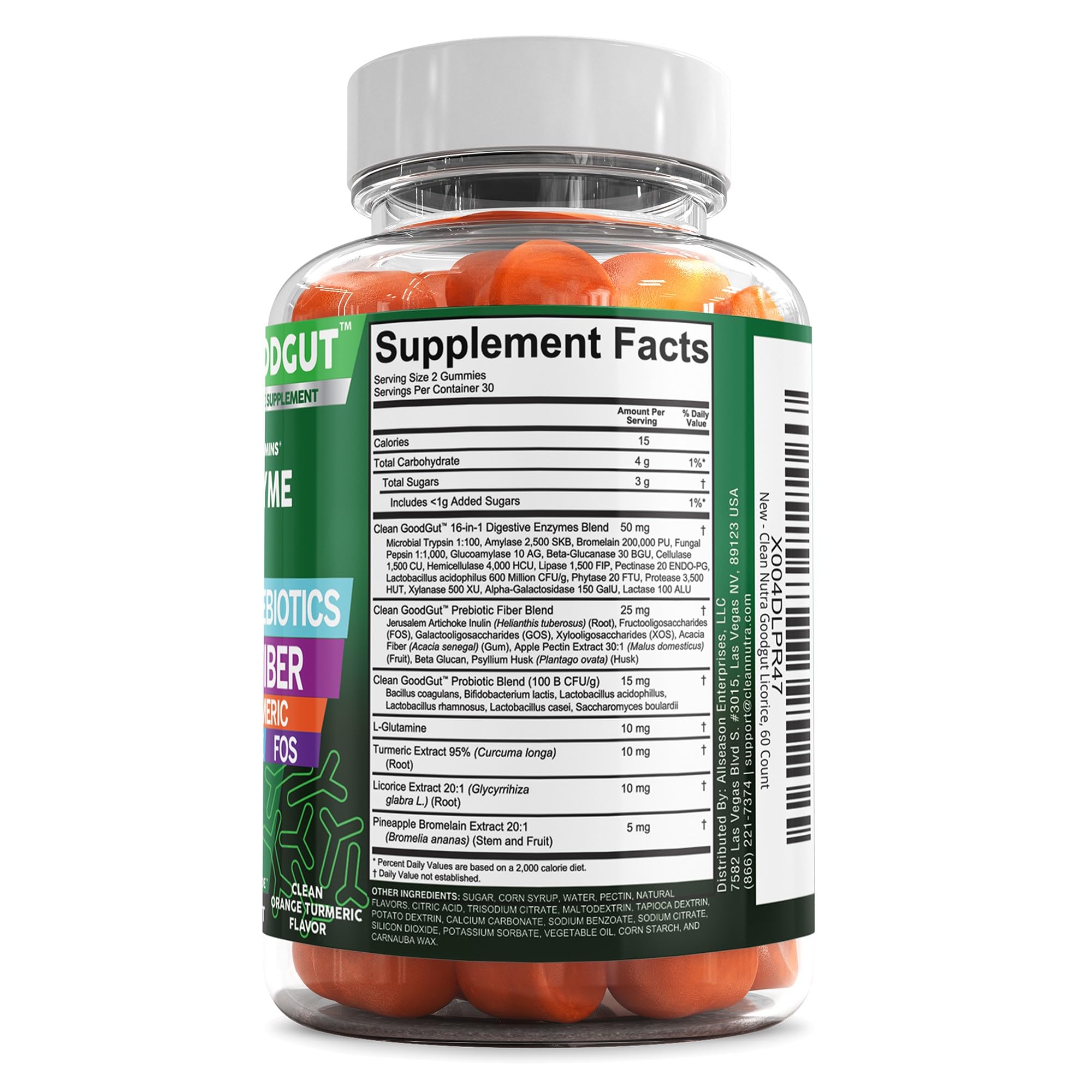 Clean Nutraceuticals turmeric licorice L-glutamine gummies closeup for gut comfort