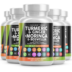 Clean Nutraceuticals Turmeric Moringa bottle visual shows blended capsules for daily wellness