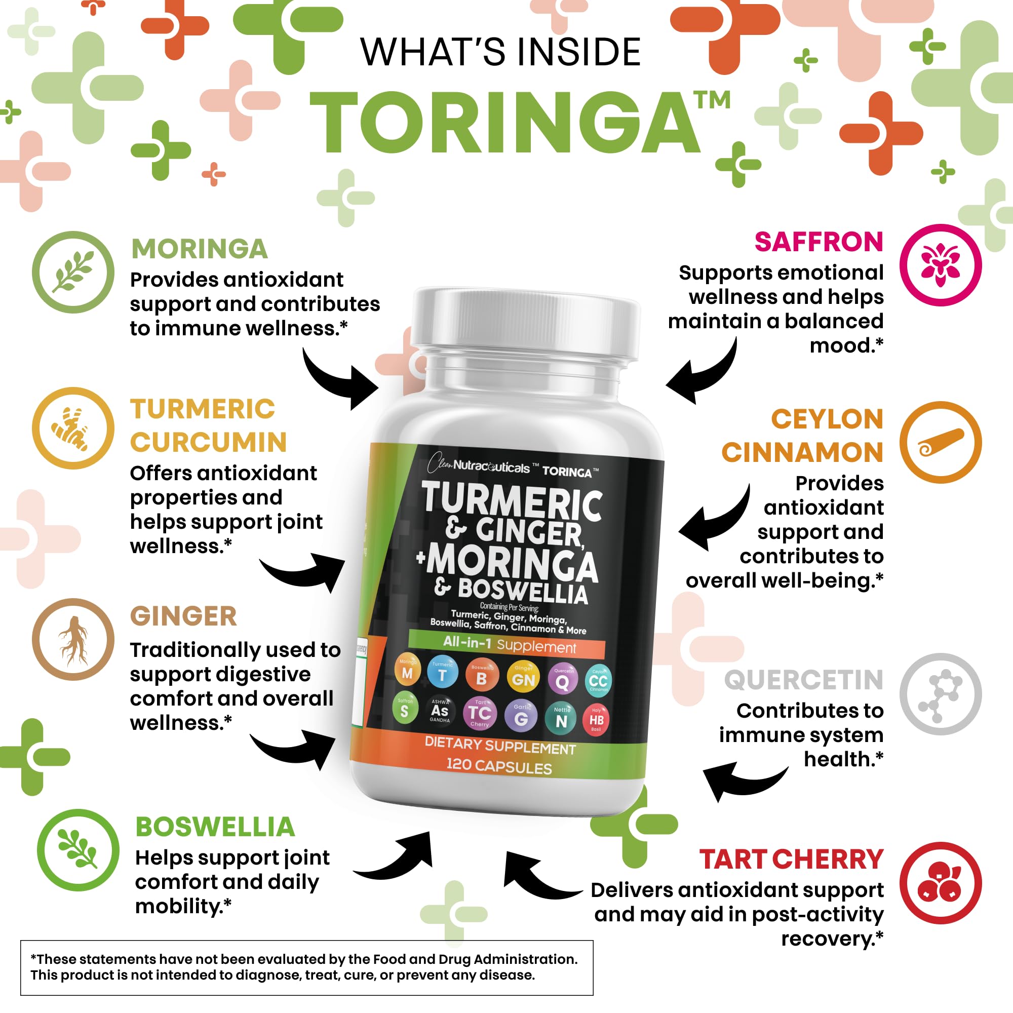Clean Nutraceuticals Turmeric Moringa ingredients spoon emphasizing moringa and boswellia