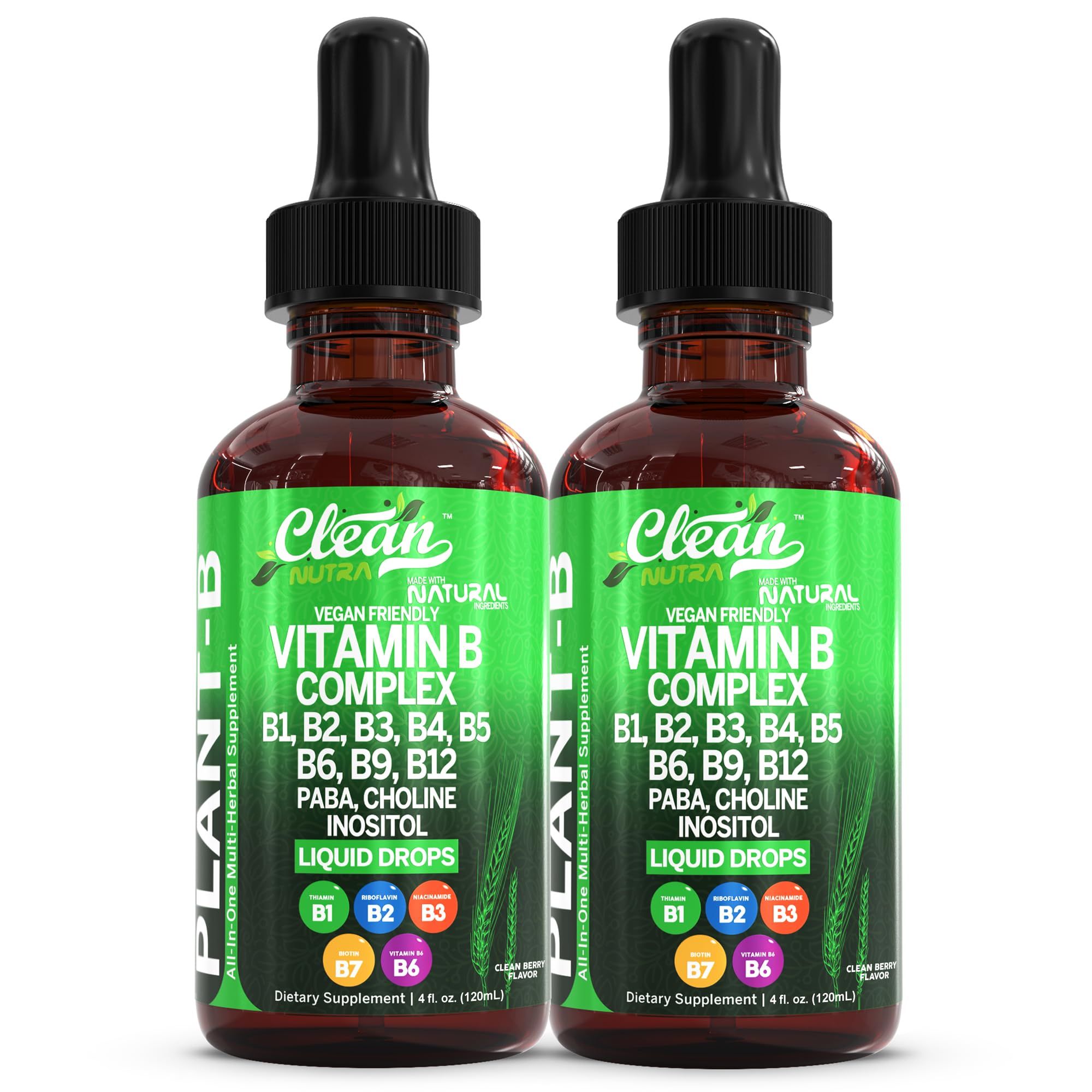 Clean Nutraceuticals Vitamin B Complex Liquid Drops bottle pouring supports digestive health