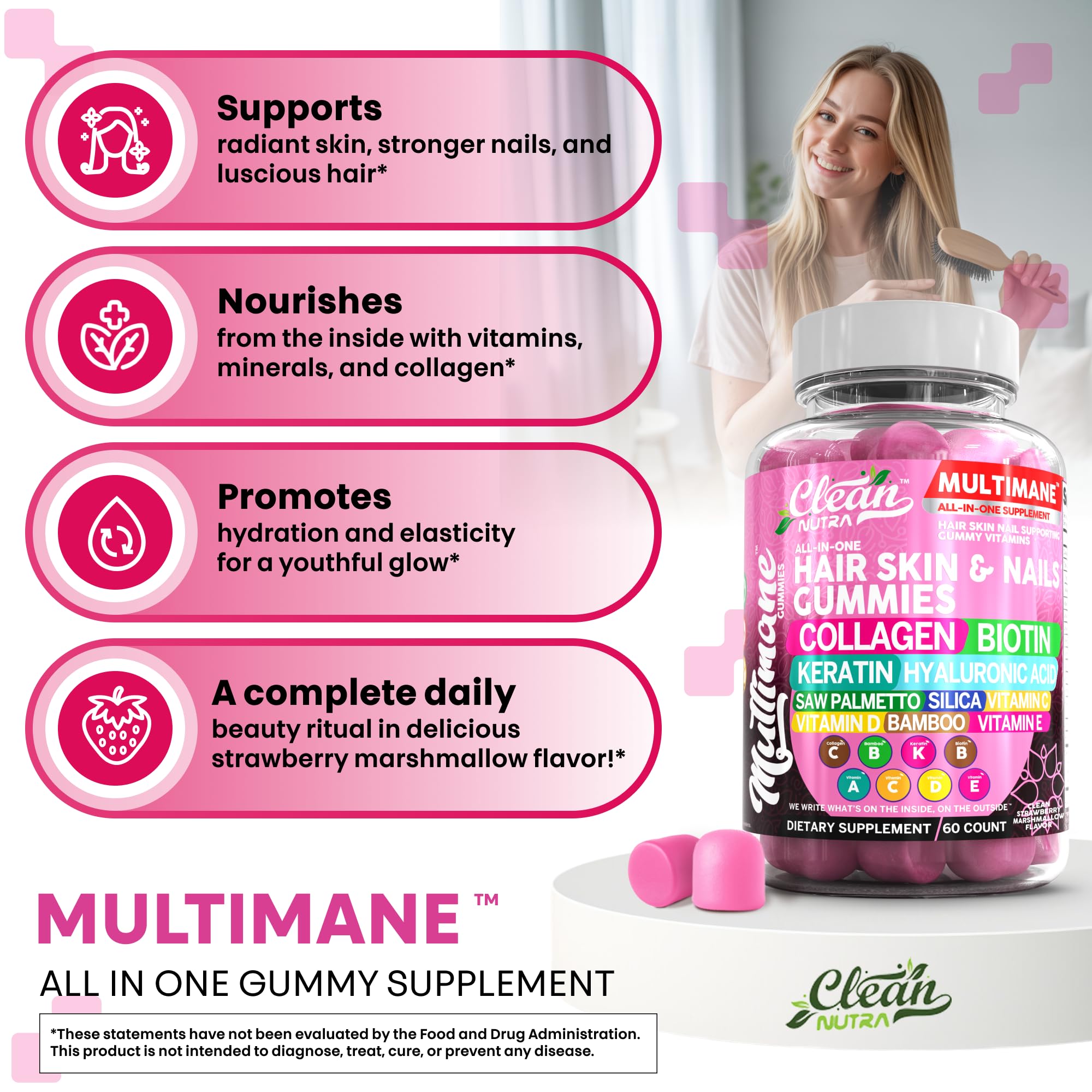Clean Nutraceuticals vitamin C D3 E image hints at antioxidant support.