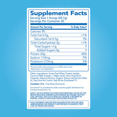 Grass-fed whey isolate close-up on Clean Simple Eats label emphasizing clean ingredients