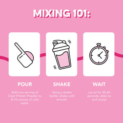 Scoop of Pink Burst powder beside a serving cup.