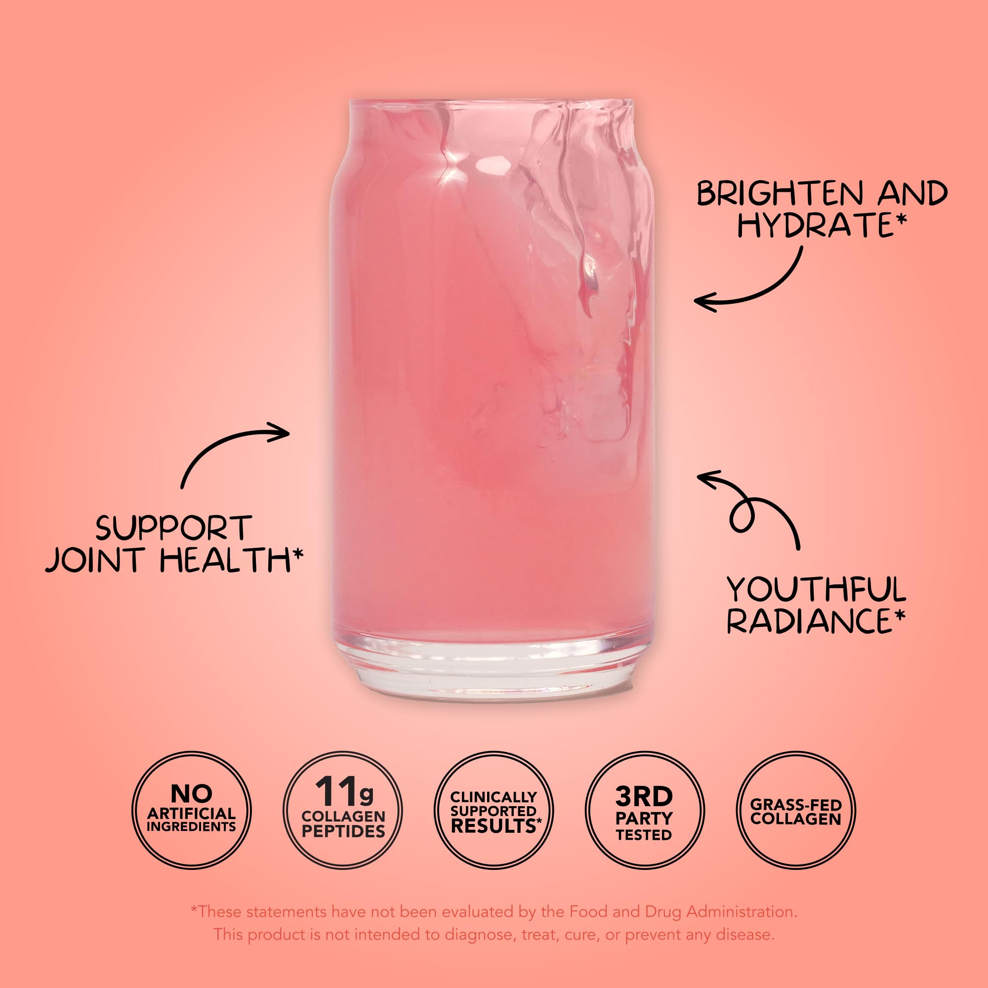 Clean Simple Eats Collagen Beauty Blend bottle label close-up shows grass-fed collagen and hyaluronic blend.