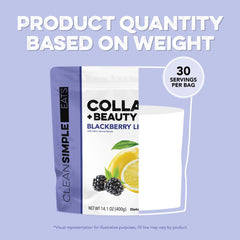 Clean Simple Eats scoop beside cold water showing easy daily collagen addition