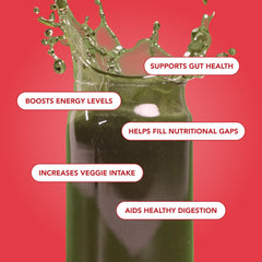Etiqueta de Clean Simple Eats Super Greens destaca ingredientes clave y beneficios.