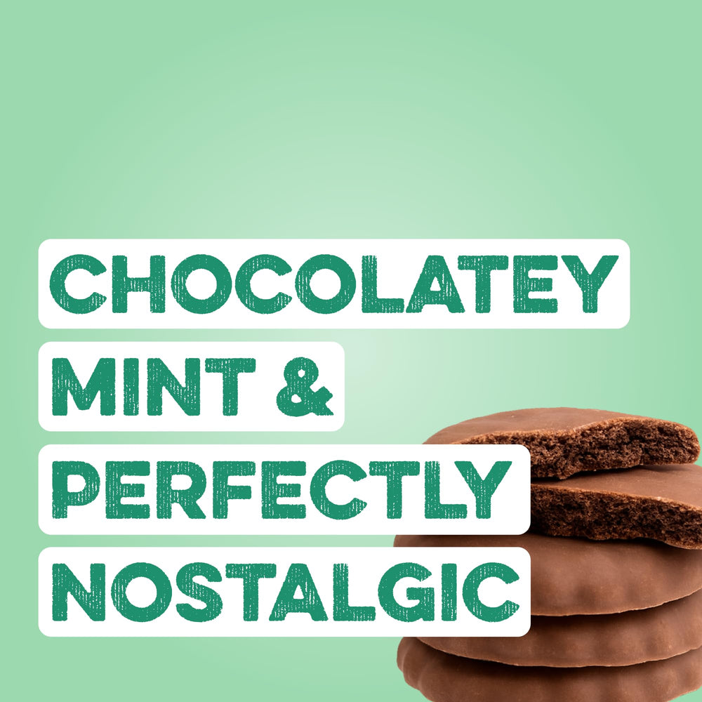 Clean Simple Eats mint chocolate cookie whey protein tub with lid for quick shakes