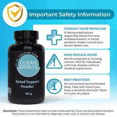Clean Spirits Xoted Support vegan gluten-free label—suitable for plant-based diets.
