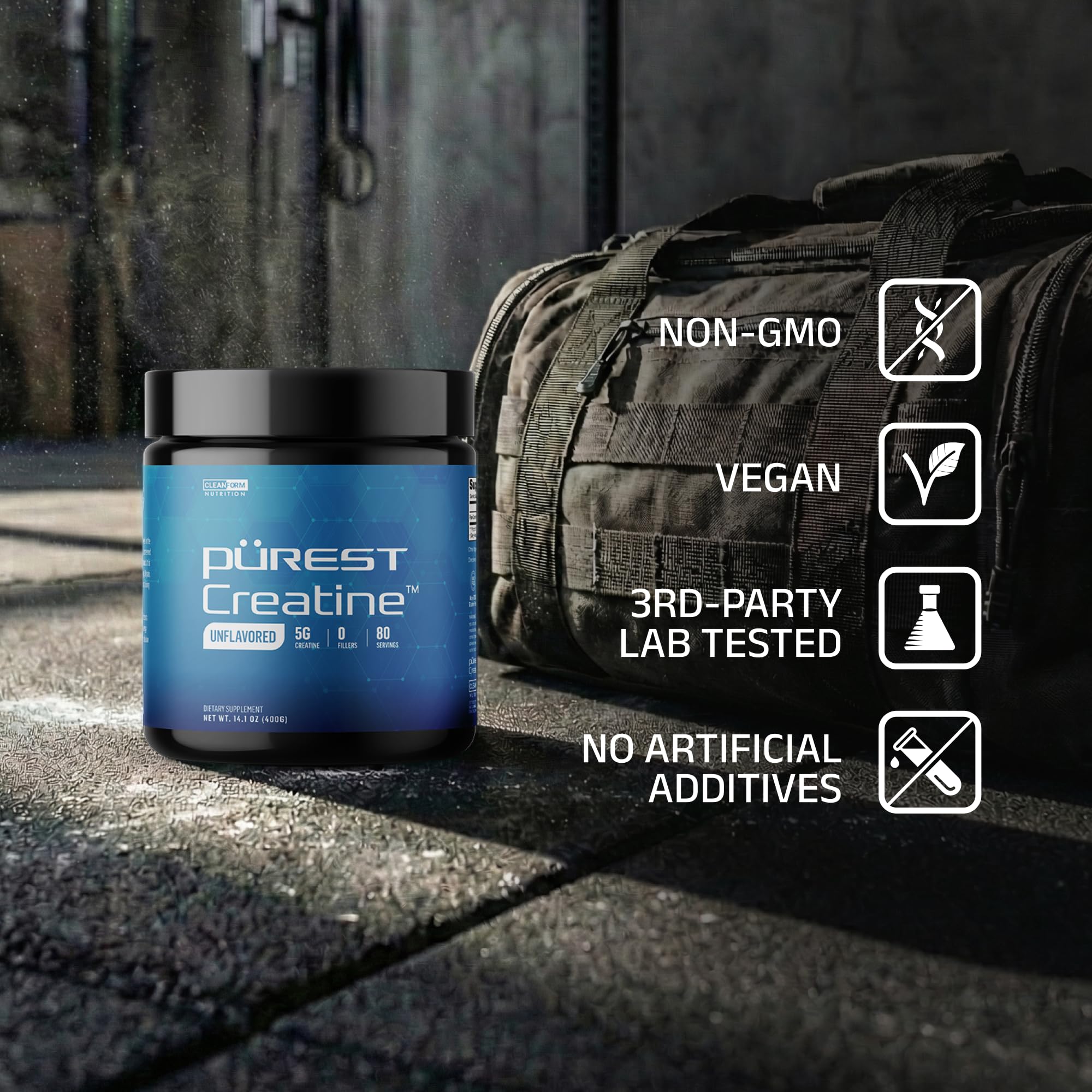 Cleanform creatine supports explosive power during heavy lifting.