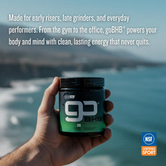 Close-up of GoBHB label emphasizing BHB salts and electrolyte blend.
