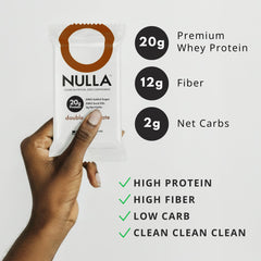 Fiber-rich CleanForm Nulla Bar on-table demonstrates fullness between meals.