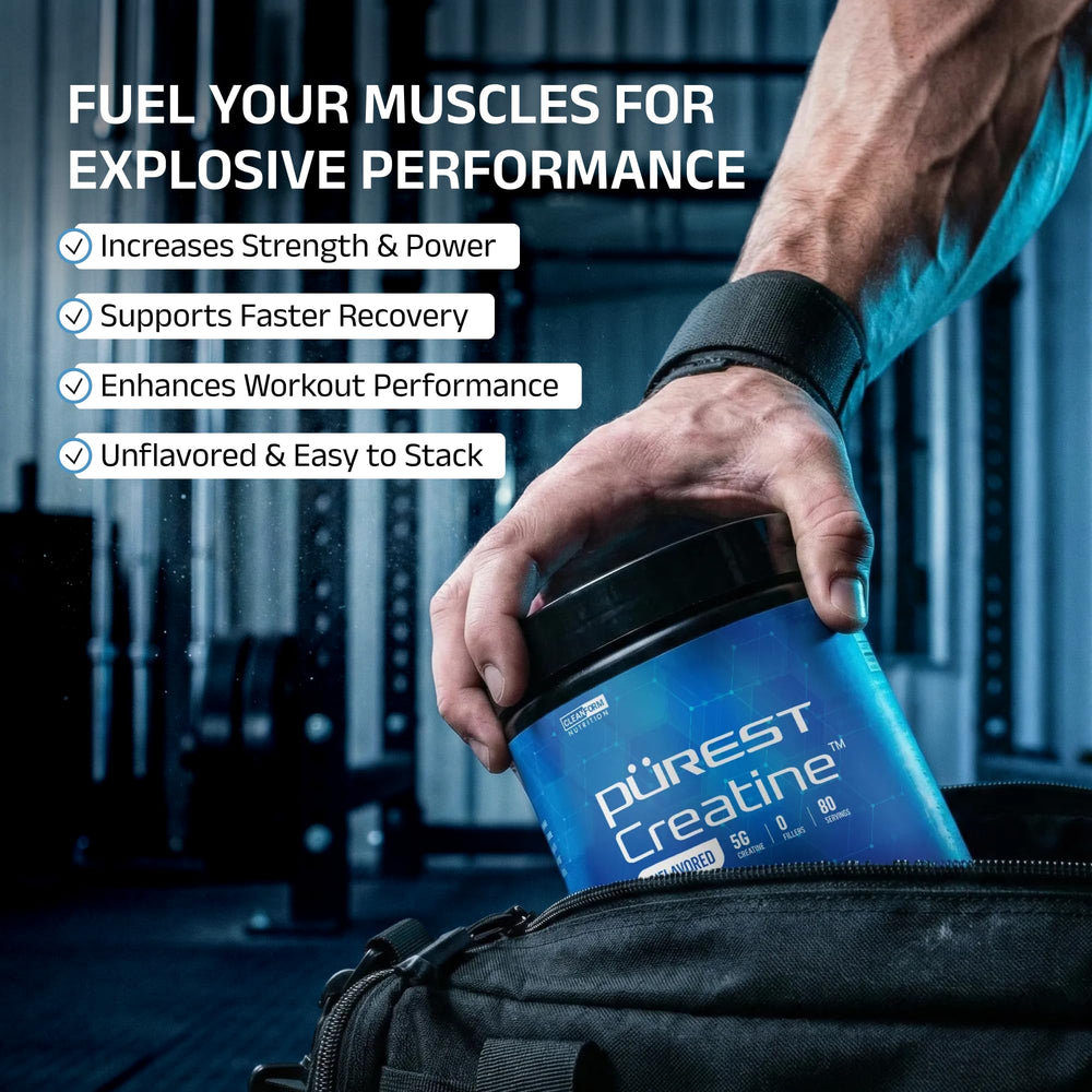 Cleanform unflavored creatine powder blends smoothly into shakes.