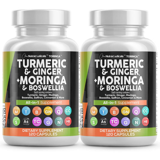 Clean Nutraceuticals Turmeric Moringa bottle highlights joint support potential.