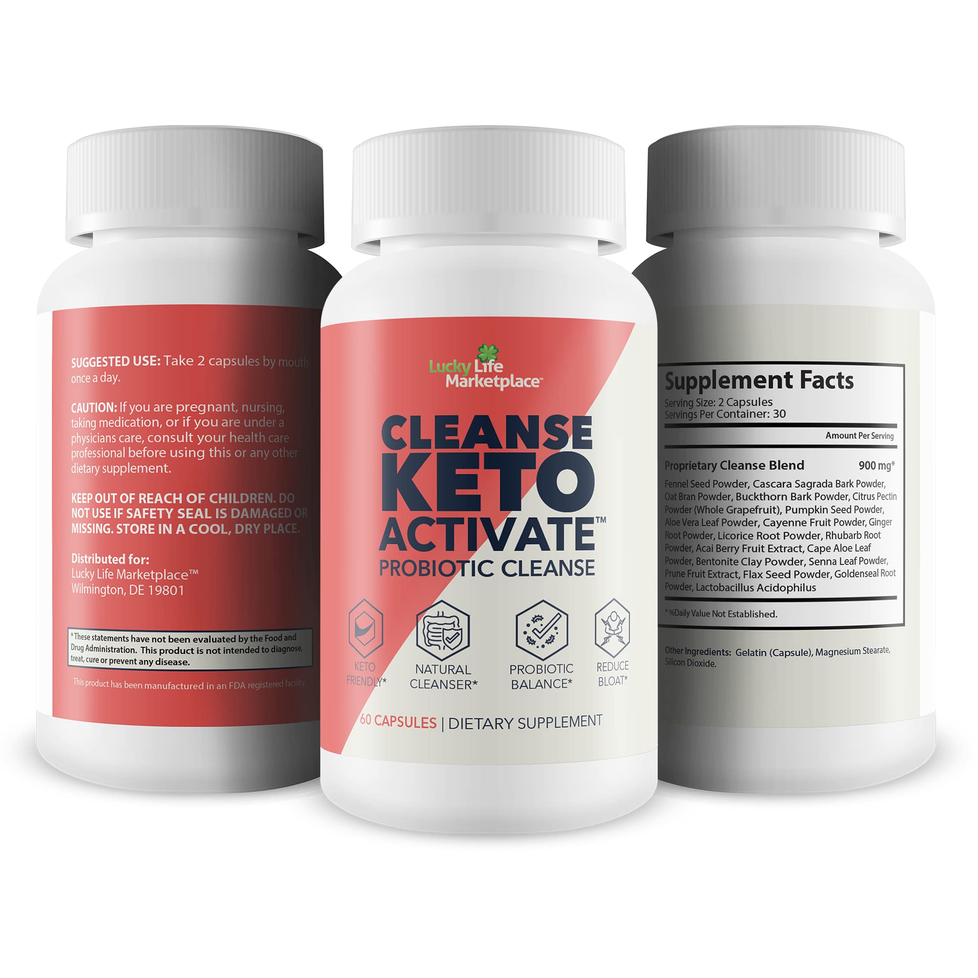 Cleanse Keto Activate label detail emphasizing probiotic blend.