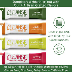 CLEANSE on the go Vitality carrot pumpkin packet for a flavorful energy boost