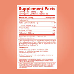 Clean Simple Eats Clear Protein Powder jar highlights grass-fed whey isolate for quick, lean protein boosts.