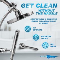 Cleanstream easy installation connects to standard shower plumbing for quick setup.