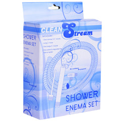 Cleanstream shower enema system shown integrated into a standard bathroom setup.